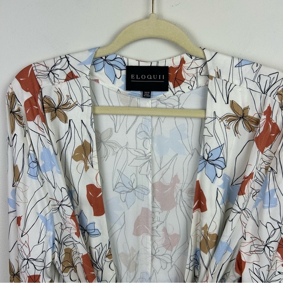 NWT Eloquii Duster cardigan longer length belted with pockets side slits 14/16 - Picture 3 of 16